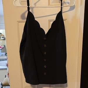 SHEIN Black Scalloped Button Camisole